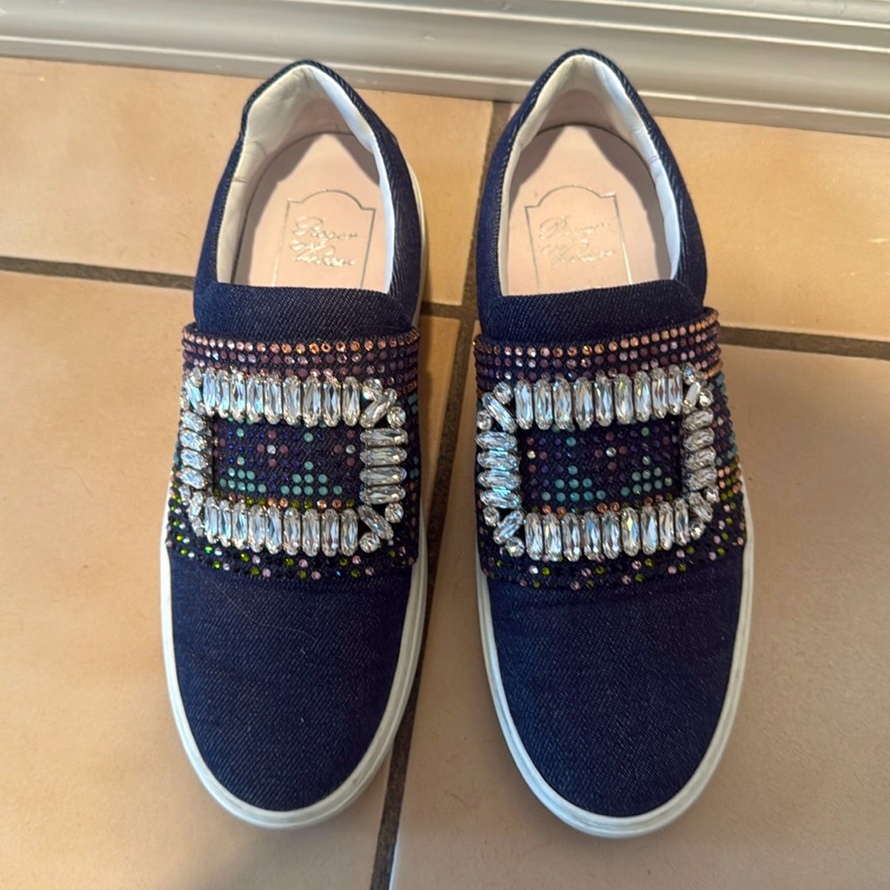 Roger Vivier denim embellished flats
